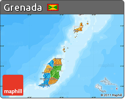 Political Map of Grenada, lighten, desaturated, land only
