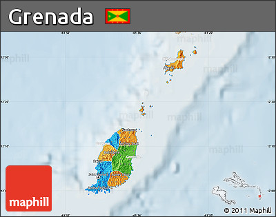 Political Map of Grenada, lighten