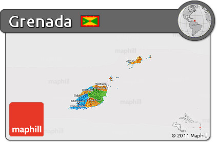 Political Panoramic Map of Grenada, cropped outside