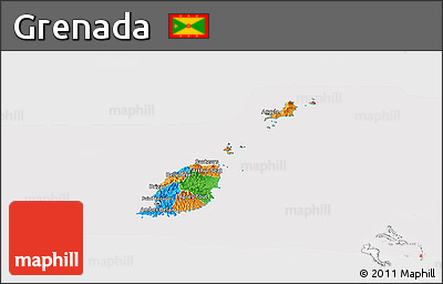 Political Panoramic Map of Grenada, cropped outside