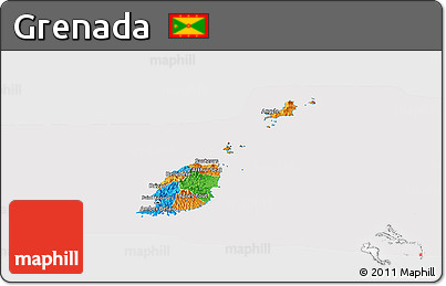 Political Panoramic Map of Grenada, cropped outside