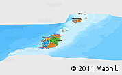 Political Panoramic Map of Grenada, darken, semi-desaturated, land only