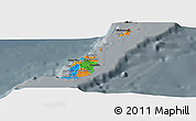 Political Panoramic Map of Grenada, darken, semi-desaturated