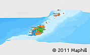 Political Panoramic Map of Grenada, desaturated, land only