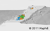 Political Panoramic Map of Grenada, desaturated