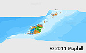 Political Panoramic Map of Grenada, lighten, desaturated, land only