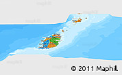 Political Panoramic Map of Grenada, lighten, land only