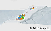Political Panoramic Map of Grenada, lighten, semi-desaturated