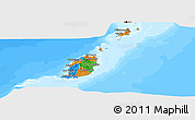 Political Panoramic Map of Grenada, semi-desaturated, land only