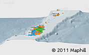 Political Panoramic Map of Grenada, semi-desaturated