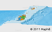 Political Panoramic Map of Grenada, shaded relief outside, bathymetry sea