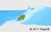 Political Panoramic Map of Grenada, single color outside, bathymetry sea