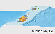 Political Shades Panoramic Map of Grenada, physical outside