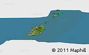 Satellite Panoramic Map of Grenada, darken, land only