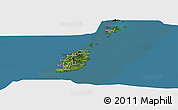 Satellite Panoramic Map of Grenada, darken, semi-desaturated, land only