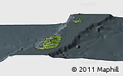 Satellite Panoramic Map of Grenada, darken, semi-desaturated