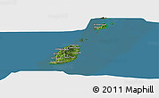 Satellite Panoramic Map of Grenada, semi-desaturated, land only