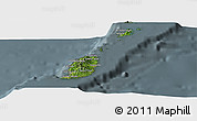 Satellite Panoramic Map of Grenada, semi-desaturated
