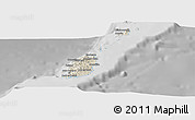 Shaded Relief Panoramic Map of Grenada, desaturated