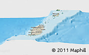 Shaded Relief Panoramic Map of Grenada, satellite outside, shaded relief sea