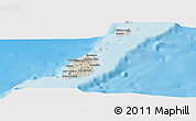 Shaded Relief Panoramic Map of Grenada, semi-desaturated, land only