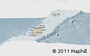 Shaded Relief Panoramic Map of Grenada, semi-desaturated
