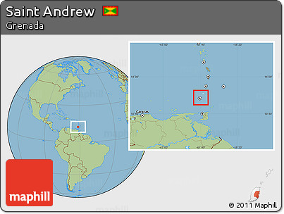 Savanna Style Location Map of Saint Andrew, highlighted country, within the entire country