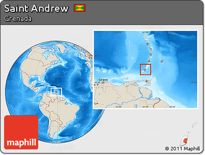 Shaded Relief Location Map of Saint Andrew