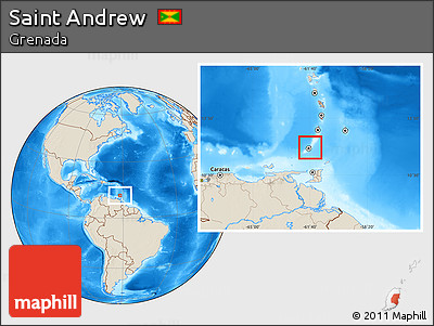 Shaded Relief Location Map of Saint Andrew, highlighted country
