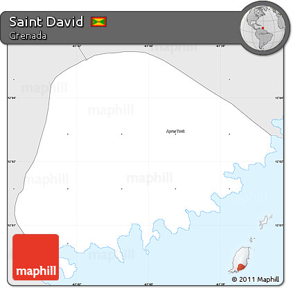 Silver Style Simple Map of Saint David
