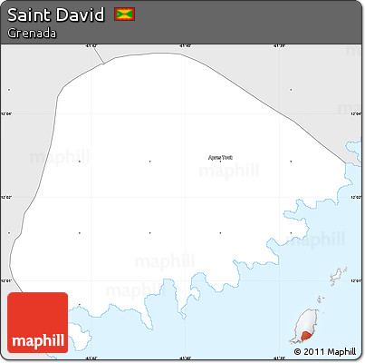 Silver Style Simple Map of Saint David