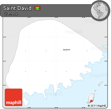 Silver Style Simple Map of Saint David, single color outside