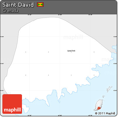 Silver Style Simple Map of Saint David, single color outside