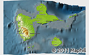 Physical 3D Map of Guadeloupe, darken