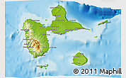 Physical 3D Map of Guadeloupe, desaturated, land only