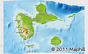 Physical 3D Map of Guadeloupe, lighten, land only