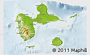 Physical 3D Map of Guadeloupe, lighten