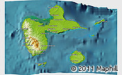 Physical 3D Map of Guadeloupe, satellite outside