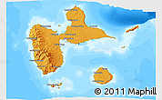 Political 3D Map of Guadeloupe, single color outside, bathymetry sea