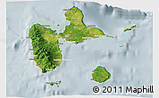 Satellite 3D Map of Guadeloupe, lighten