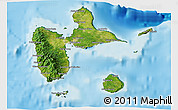 Satellite 3D Map of Guadeloupe, physical outside