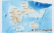 Shaded Relief 3D Map of Guadeloupe, single color outside