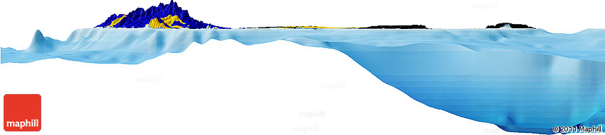 Flag Horizon Map of Guadeloupe, political outside, flag rotated