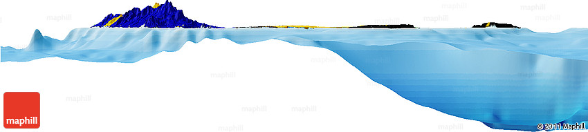Flag Horizon Map of Guadeloupe, satellite outside, bathymetry sea, flag aligned to the middle