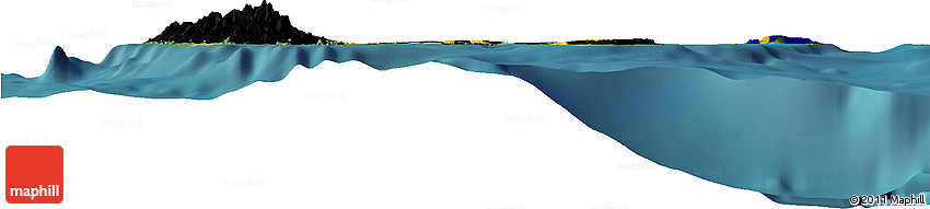 Flag Horizon Map of Guadeloupe, satellite outside, flag centered