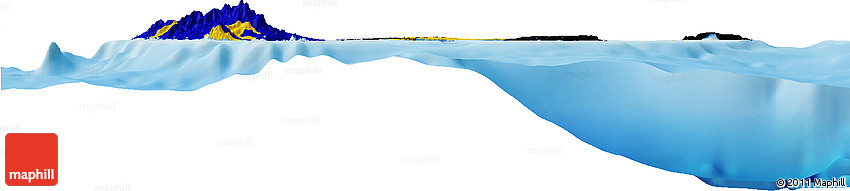 Flag Horizon Map of Guadeloupe, shaded relief outside, flag rotated