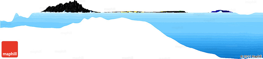Flag Horizon Map of Guadeloupe, single color outside, bathymetry sea