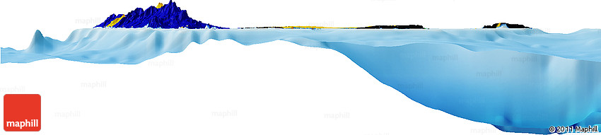 Flag Horizon Map of Guadeloupe, single color outside, shaded relief sea, flag aligned to the middle