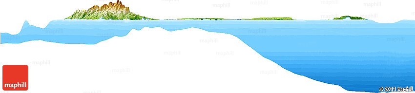 Physical Horizon Map of Guadeloupe, single color outside, bathymetry sea