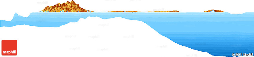 Political Horizon Map of Guadeloupe, single color outside, bathymetry sea